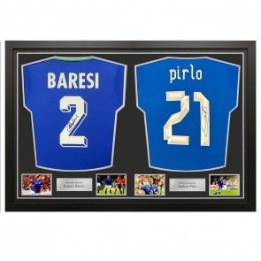 Andrea Pirlo And Franco Baresi Signed Italy Football Shirts. Dual Frame