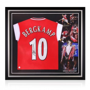 Dennis Bergkamp Signed Arsenal Shirt. Premium Frame
