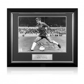  Bobby Tambling Signed Chelsea Photo: In Action. Deluxe Frame
