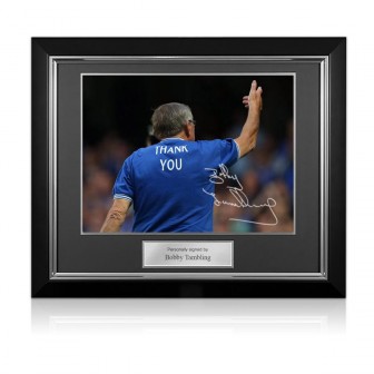  Bobby Tambling Signed Chelsea Photo: Thank You. Deluxe Frame