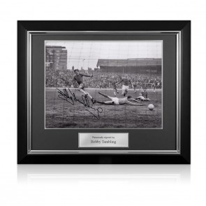 Bobby Tambling Signed Chelsea Football Photo: Goal vs West Brom. Deluxe Frame