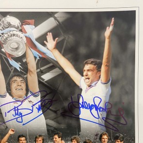 Trevor Brooking And Billy Bonds Signed West Ham Photo: 1980 FA Cup Final. Damaged A