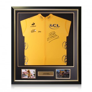 Bradley Wiggins Signed Tour De France 2012 Yellow Jersey. Deluxe Frame