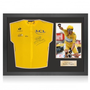 Bradley Wiggins Signed Tour De France 2012 Yellow Jersey. Icon Frame