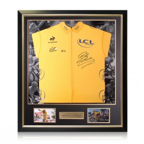 Bradley Wiggins Signed Tour De France 2012 Yellow Jersey. Luxury Frame