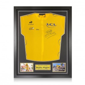 Sir Bradley Wiggins Signed Tour De France 2012 Yellow Jersey. Standard Frame