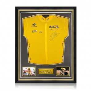 Bradley Wiggins Signed Tour De France 2012 Yellow Jersey. Superior Frame