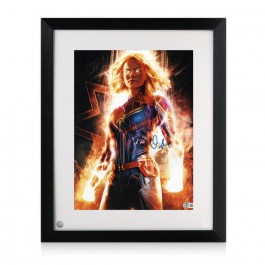 Brie Larson Signed Captain Marvel Poster. Framed