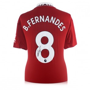 Bruno Fernandes Signed Manchester United 2022-23 Football Shirt. Deluxe Frame
