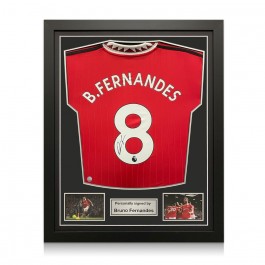 Bruno Fernandes Signed Manchester United 2022-23 Football Shirt. Standard Frame