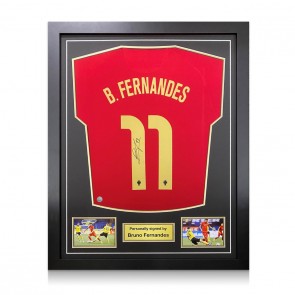 Bruno Fernandes Signed Portugal Shirt. Standard Frame