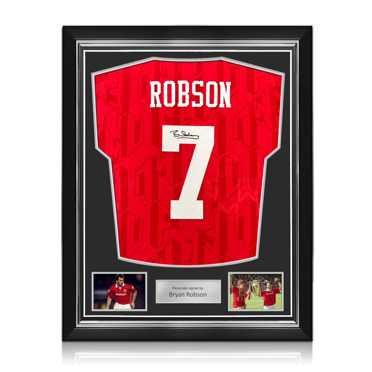 Bryan Robson Signed Manchester United 1992-94 Football Shirt. Superior Frame