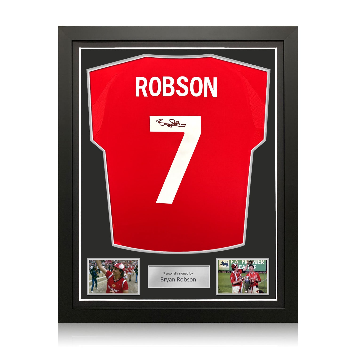 Bryan Robson Signed Manchester United 2024-25 Football Shirt. Standard Frame