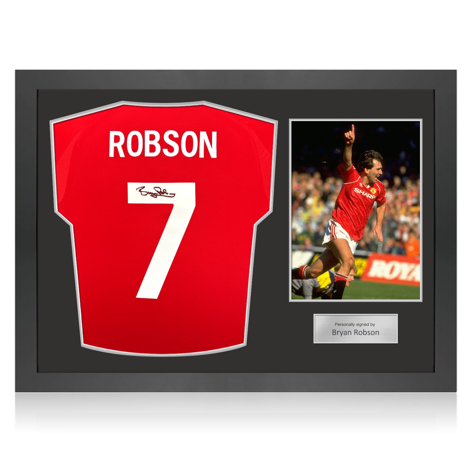 Bryan Robson Signed Manchester United 2024-25 Football Shirt. Icon Frame
