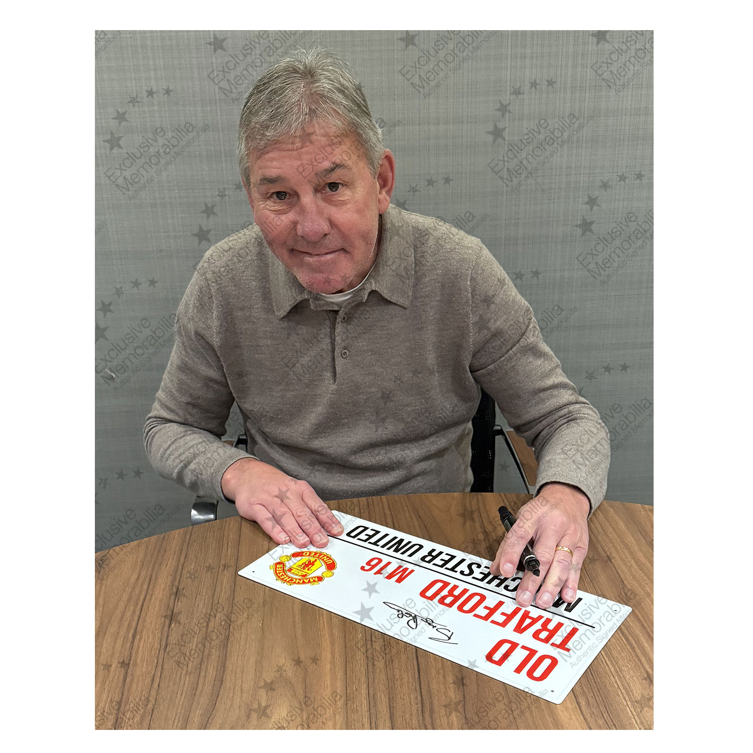 Bryan Robson Signed Manchester United Street Sign. Framed