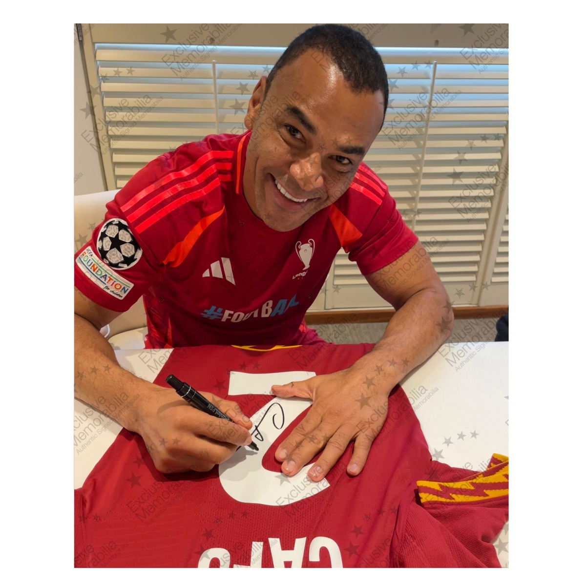 Cafu Signed AS Roma 2019-20 Match Issue Football Shirt. Superior Frame
