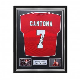 Eric Cantona Signed 1996 Manchester United Football Shirt. Superior Frame