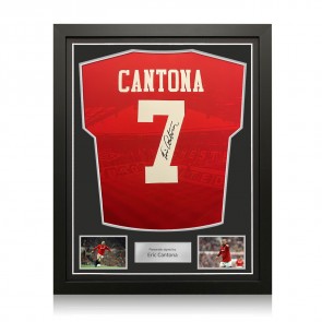 Eric Cantona Signed Original Manchester United 1994-96 Home Football Shirt. Standard Frame
