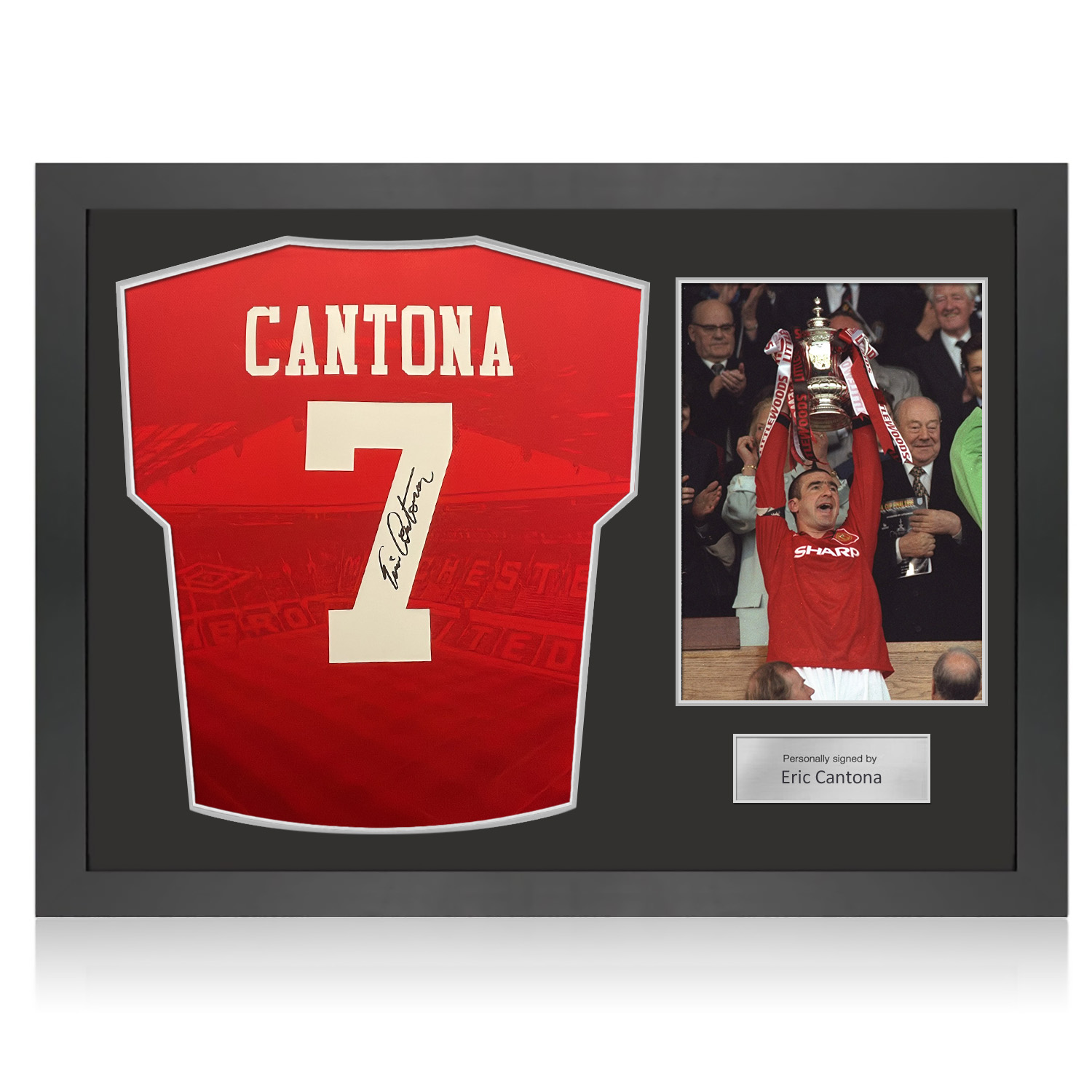 Eric Cantona Signed Original Manchester United 1994-96 Home Football Shirt. Icon Frame