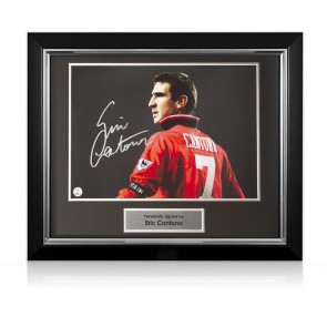  Eric Cantona Signed Manchester United Photo. Deluxe Frame