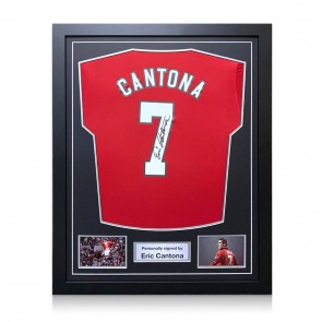  Eric Cantona Signed Manchester United 2019-20 Football Shirt. Standard Frame