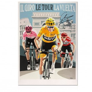 Chris Froome Signed Cycling Fine Art Print: Grand Tour Triple