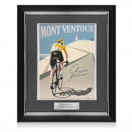 Chris Froome Signed Cycling Fine Art Print: Victory On Mont Ventoux. Deluxe Frame