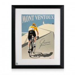 Chris Froome Signed Cycling Fine Art Print: Victory On Mont Ventoux. Framed