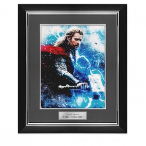 Chris Hemsworth Signed Thor Photo: God Of Thunder. Deluxe Frame