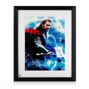 Chris Hemsworth Signed Thor Photo: God Of Thunder. Framed