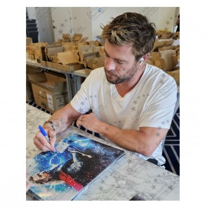 Chris Hemsworth Signed Thor Photo: God Of Thunder. Deluxe Frame