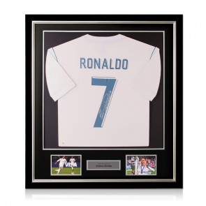 Cristiano Ronaldo Signed Real Madrid 2017-18 Football Shirt. Deluxe Frame