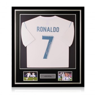 Cristiano Ronaldo Signed Real Madrid 2017-18 Football Shirt. Deluxe Frame