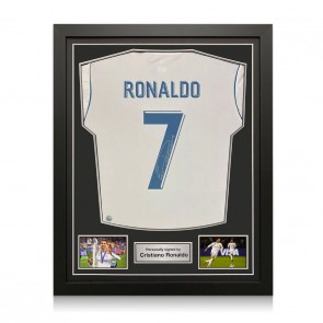 Cristiano Ronaldo Signed Real Madrid 2017-18 Football Shirt. Standard Frame