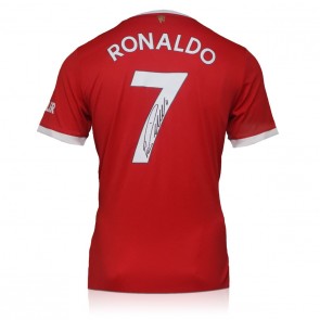 Cristiano Ronaldo Signed Manchester United 2021-22 Football Shirt. Deluxe Frame