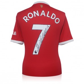 Cristiano Ronaldo Signed Manchester United 2021-22 Shirt. Deluxe Frame