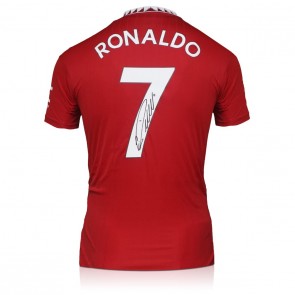 Cristiano Ronaldo Signed Manchester United 2022-23 Football Shirt. Standard Frame