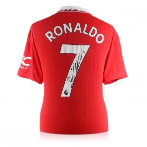 Cristiano Ronaldo Signed Manchester United 2022-23 Football Shirt. Standard Frame