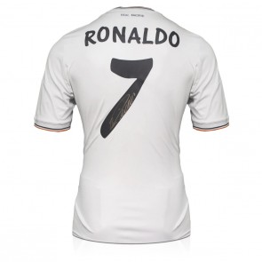Cristiano Ronaldo Signed Real Madrid 2013-14 Home Football Shirt. Standard Frame