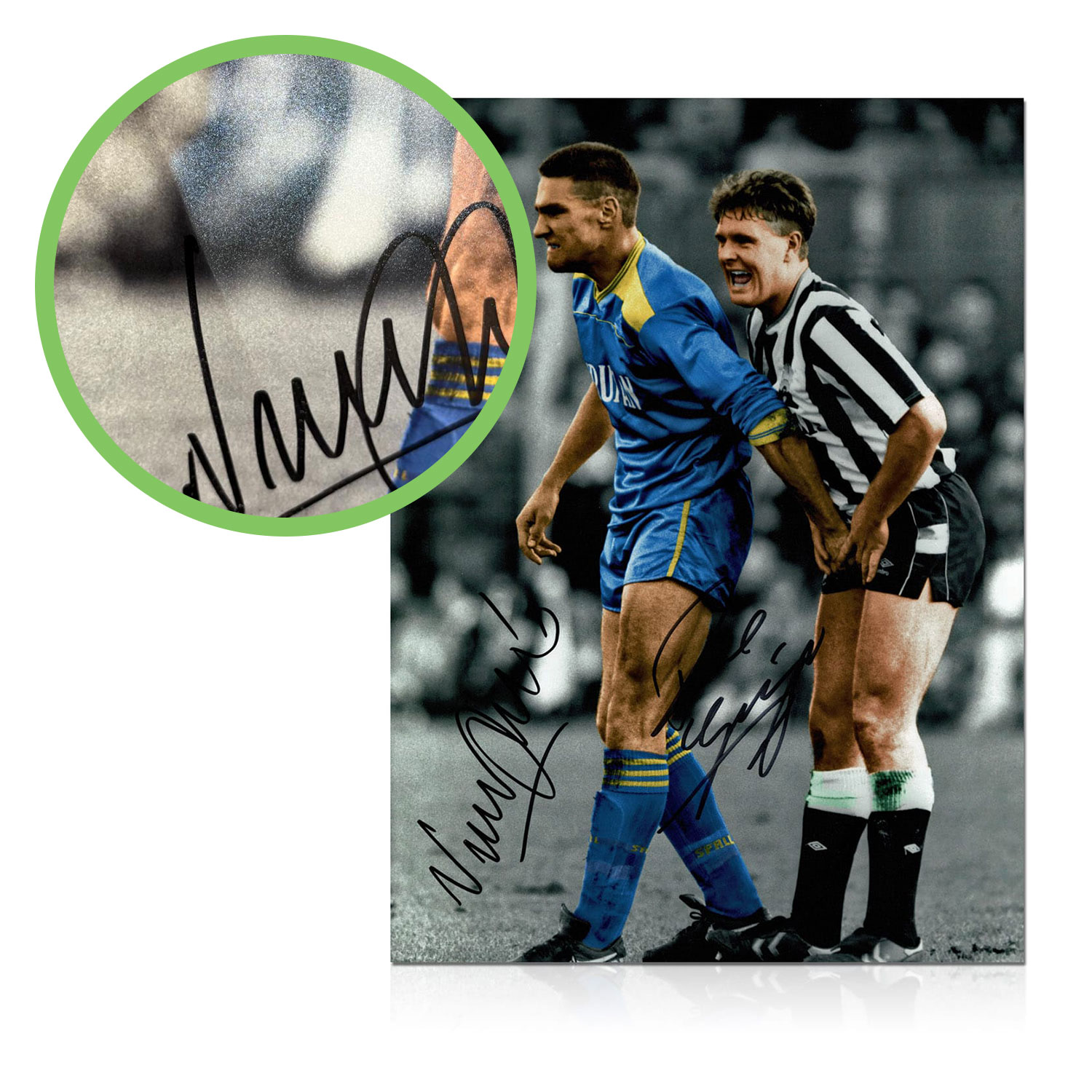 Paul Gascoigne And Vinnie Jones Signed Photo. Damaged C