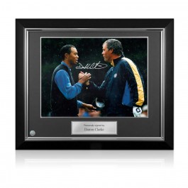 Darren Clarke Signed Photograph: Slaying The Tiger. Deluxe Frame