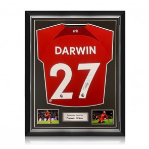 Darwin Nunez Signed Liverpool 2022-23 Football Shirt. Superior Frame