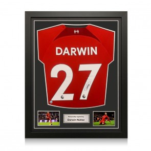 Darwin Nunez Signed Liverpool 2022-23 Football Shirt. Standard Frame