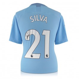 David Silva Signed Manchester City 2019-20 Home Shirt