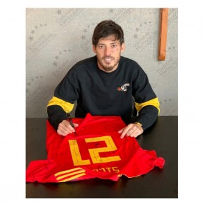 David Silva Signed Spain 2018-19 Football Shirt. Standard Frame