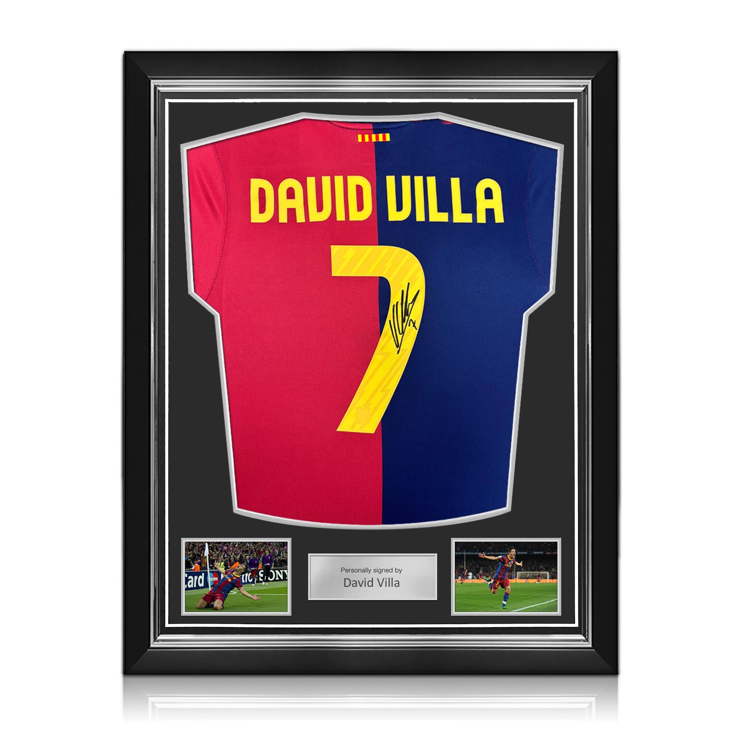 David Villa Signed Barcelona 2024-25 Football Shirt. Superior Frame