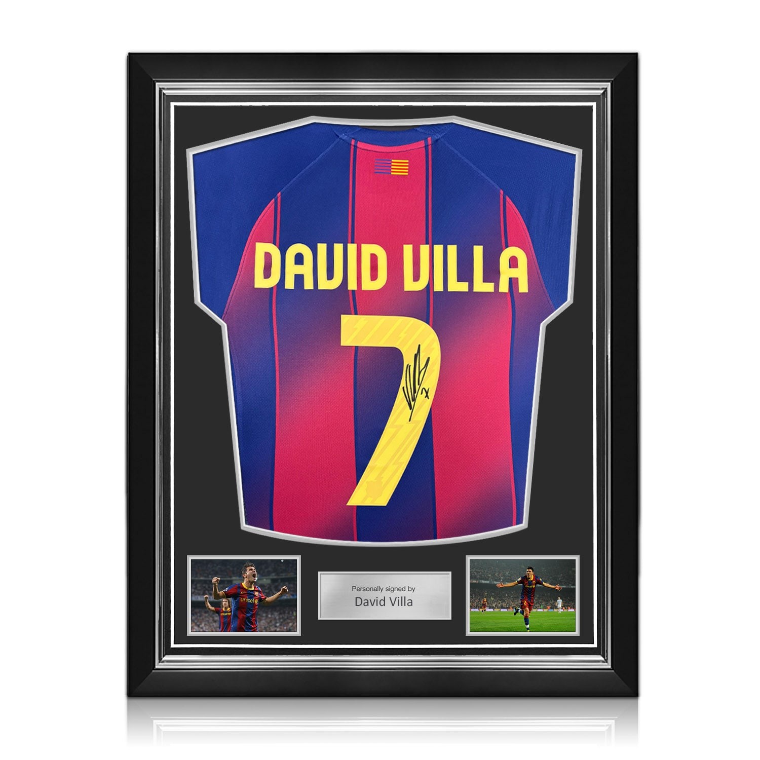 David Villa Signed Barcelona 2025-26 Football Shirt. Superior Frame
