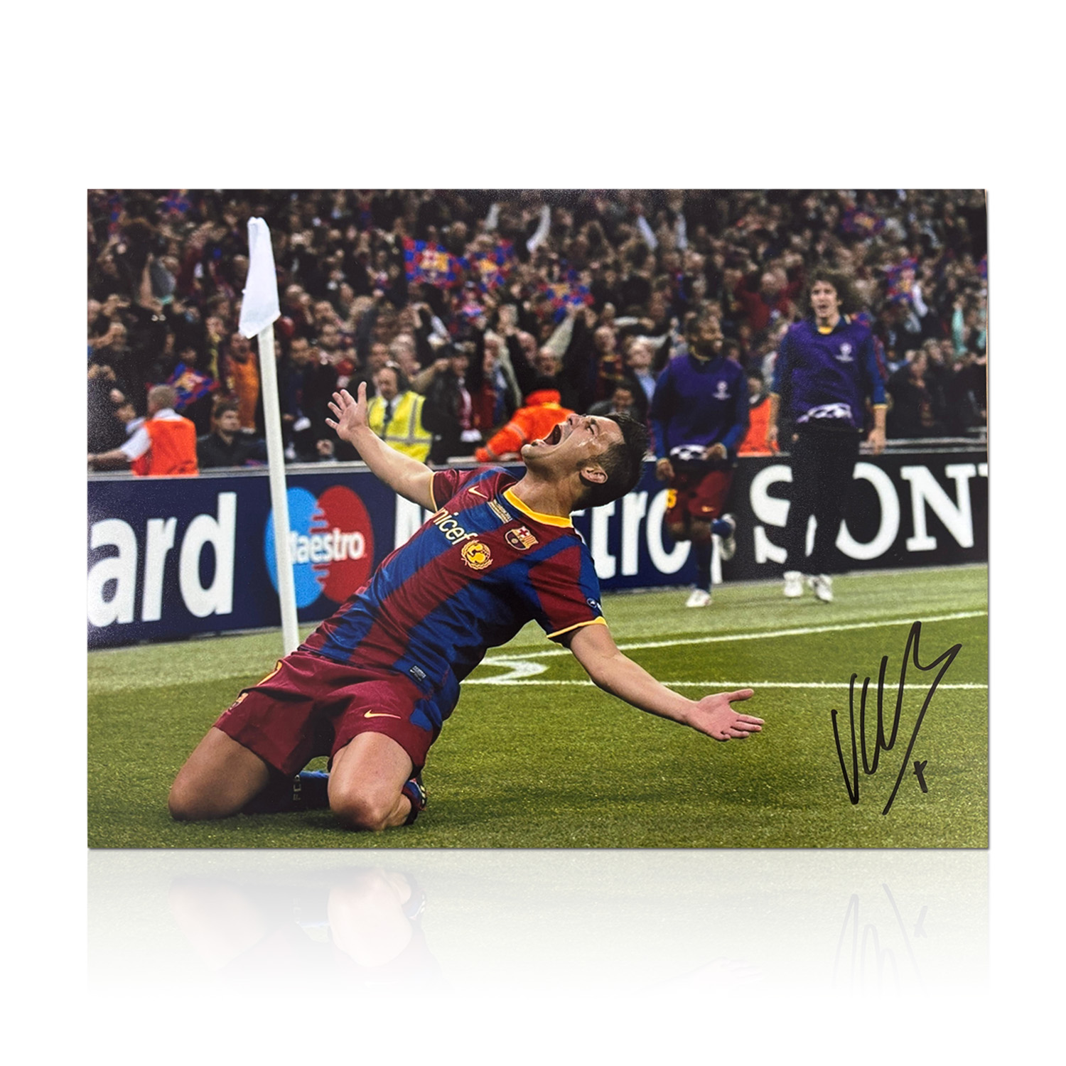 David Villa Signed Barcelona Football Photo: 2011 Final Goal 