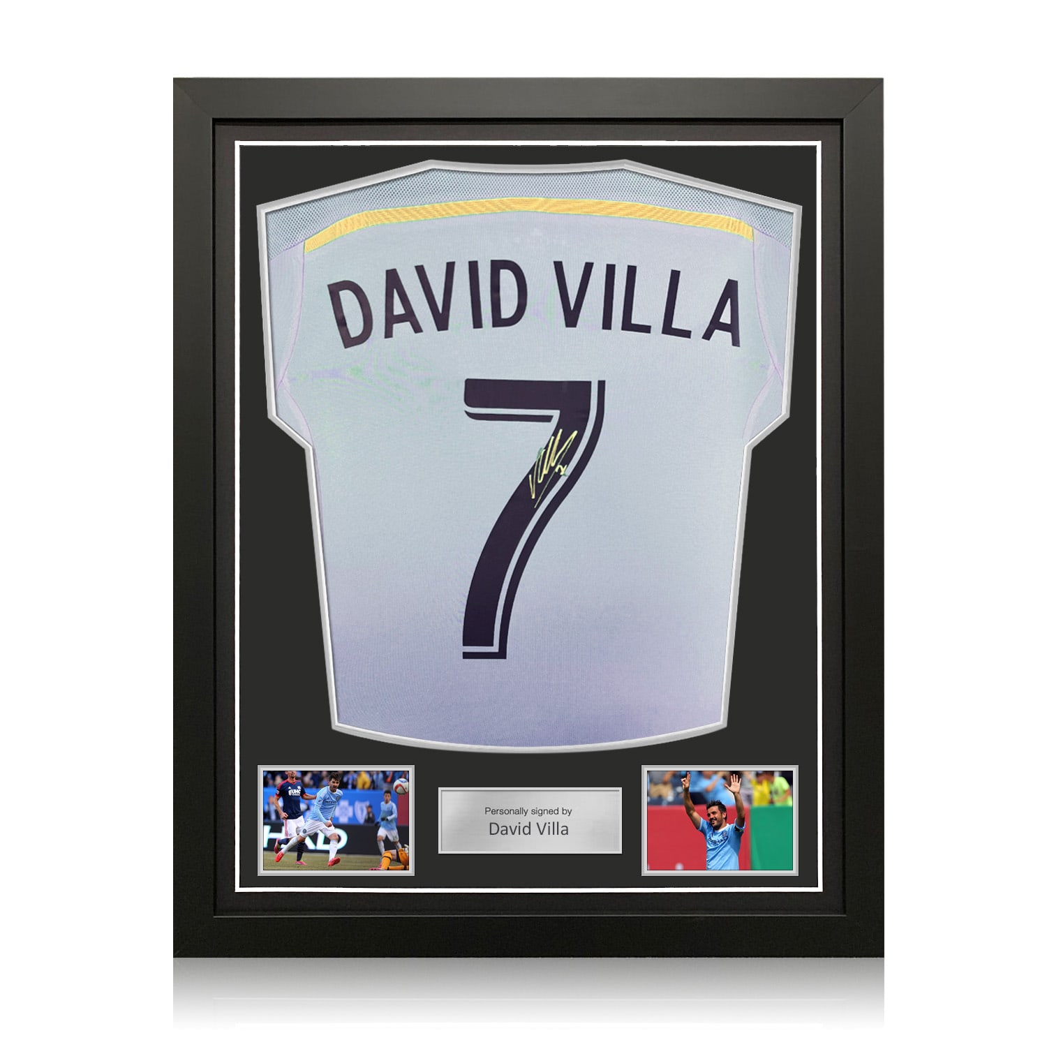 David Villa Signed Original New York City FC 2015-16 Authentic Football Shirt. Standard Frame