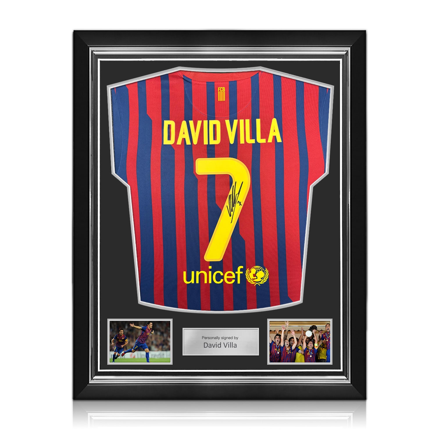 David Villa Signed Original Barcelona 2011-12 Football Shirt. Superior Frame